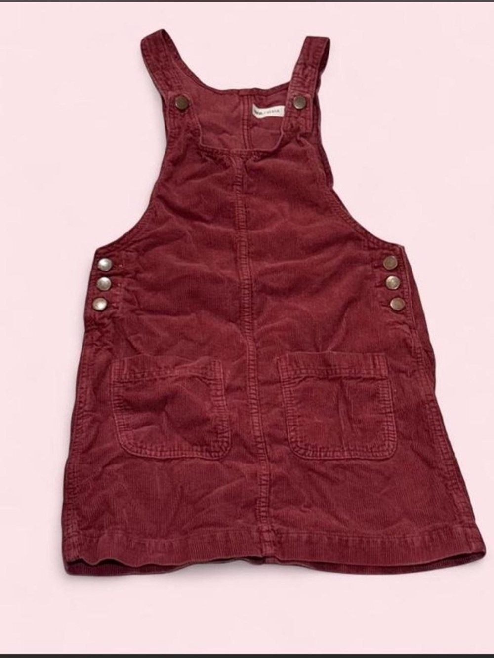 ASOS Corduroy Mini Pinafore Dress in Burgundy
